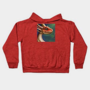 Baby Red Dragon with Green Piercing eyes Kids Hoodie